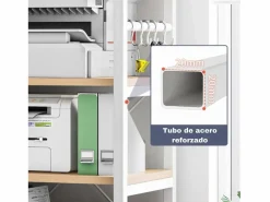 Carro de Almacenamiento con 5 Estantes y Soporte de Impresora de Gran Resistencia para Oficina Cocina Dormitorio 60x40x140 cm y Madera Blanco Clearance