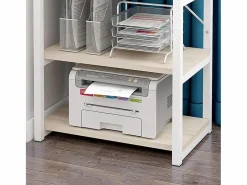 Carro de Almacenamiento con 5 Estantes y Soporte de Impresora de Gran Resistencia para Oficina Cocina Dormitorio 60x40x140 cm y Madera Blanco Clearance