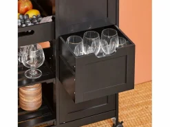 Sobuy Mueble Camarera|Carro de Almacenamiento Mueble Auxiliar Cocina Carrito de Servir con 3 Cajones 2 Estantes y 1 Bandeja Extraíble FKW79-SCH ES