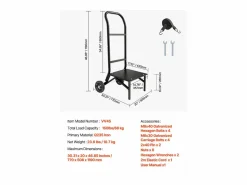 Carro de Apoyo Porta Sillas Plegables SucceBuy, para 10 Sillas, Carga 68kg para Empujar Negro Outlet