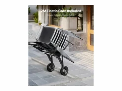 Carro de Apoyo Porta Sillas Plegables SucceBuy, para 10 Sillas, Carga 68kg para Empujar Negro Outlet