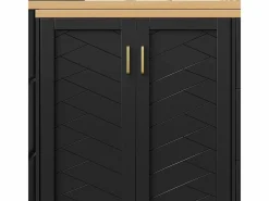 KOMHTOM Carro de bar extensible con 2 puertas y 3 cajones, con ruedas, mostrador exterior de madera, Negro Discount