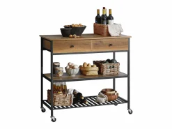 Sobuy Mueble Camarera|Carro de Cocina Carrito de Servir Multiusos con 2 Estantes y 2 Cajones 100 x 45 x 93 cm FKW112-PF ES
