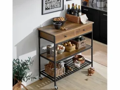Sobuy Mueble Camarera|Carro de Cocina Carrito de Servir Multiusos con 2 Estantes y 2 Cajones 100 x 45 x 93 cm FKW112-PF ES