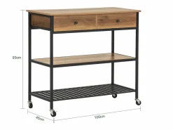Sobuy Mueble Camarera|Carro de Cocina Carrito de Servir Multiusos con 2 Estantes y 2 Cajones 100 x 45 x 93 cm FKW112-PF ES