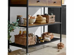 Sobuy Mueble Camarera|Carro de Cocina Carrito de Servir Multiusos con 2 Estantes y 2 Cajones 100 x 45 x 93 cm FKW112-PF ES