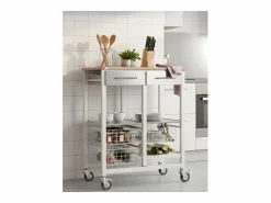 Don Hierro Carro de cocina, Carro Verdulero - color , Inox, Olmo - 91,5*71*43 cm - ONDA DOBLE Blanco Sale