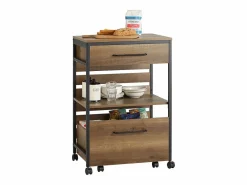 Sobuy Carro de Cocina con 1 cajón móvil Carrito de Servir Multiusos con 1 Estante y 2 Cajones 60 x 45 x 90 cm FKW118-PF ES Color natural oscuro Sale