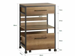 Sobuy Carro de Cocina con 1 cajón móvil Carrito de Servir Multiusos con 1 Estante y 2 Cajones 60 x 45 x 90 cm FKW118-PF ES Color natural oscuro Sale