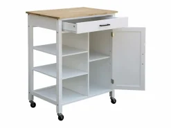 Sweeek Mueble Camarera|Carro de cocina con bandeja de madera de pino