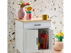 Carro de cocina con encimera de madera de pino^Sweeek Sale