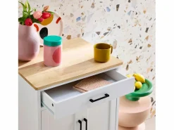 Carro de cocina con encimera de madera de pino^Sweeek Sale