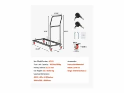 Silla Conferencia|Carro de Servicio SucceBuy, Capacidad de 136 kg, Diseño en L para 25 Sillas, Almacenamiento Horizontal, Mate