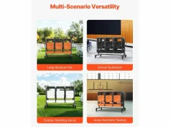 Silla Conferencia|Carro de Servicio SucceBuy, Soporte de Silla Plegable, Capacidad de 181 kg, para 42 Sillas y 12 Mesas con Ruedas,