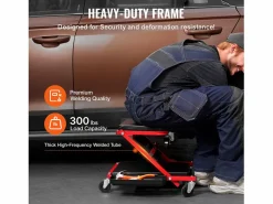 Taburete De Oficina|Carro de Visita SucceBuy Taburete de Garaje Plegable de 91cm, Capacidad de 136kg para Mecánico, Equipado con Seis Ruedas Giratorias 360° de 6,48 cm