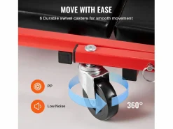 Taburete De Oficina|Carro de Visita SucceBuy Taburete de Garaje Plegable de 91cm, Capacidad de 136kg para Mecánico, Equipado con Seis Ruedas Giratorias 360° de 6,48 cm