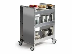 Don Hierro Carro en acero inoxidable con ruedas - 3 estantes regulables - 82*59*40,50 cm - TEO Plateado