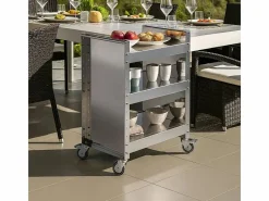 Don Hierro Carro en acero inoxidable con ruedas - 3 estantes regulables - 82*59*40,50 cm - TEO Plateado