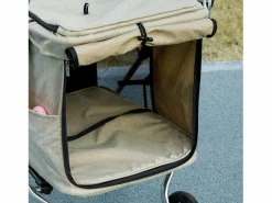 Carro plegable para perros y gatos fabricado en aluminio, ligero y resistente, poliéster, color (80x48,5x106cm) Caqui Outlet