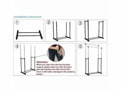 DripeX Burro Para Ropa|Carryando con ropa con ruedas, altura de la barra de ropa estirada de 90-160 cm, con soporte de chaussure, carga máxima. 50 kg, 2 barras