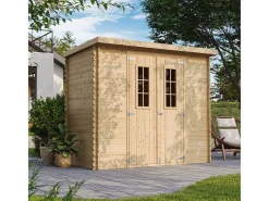 Timbela Casa de almacenamiento jardín con suelo tratado - 142x239x200 cm/2.63 m² - M310C+M310G Color natural claro Outlet