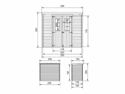 Timbela Casa de almacenamiento jardín con suelo tratado - 142x239x200 cm/2.63 m² - M310C+M310G Color natural claro Outlet