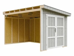 Timbela Caseta De Jardín|Casa de jardín de primera calidad sin suelo ni pared lateral - 8.68 m² / H231x248x412 cm - M939B-TUNDRA GREY