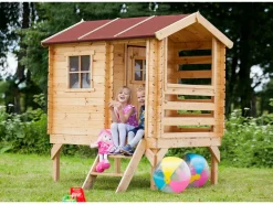 Timbela Casa de madera para niños - L182xL146xA205 cm/ 1.1m² - M501B Color natural claro Outlet