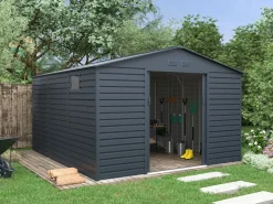 EXPERTLAND Caseta De Jardín|Caseta de jardín de acero galvanizado antracita 13,12 m² ADELMO