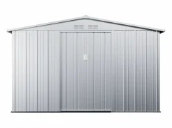 EXPERTLAND Caseta de jardín de 7,82m² de acero galvanizado gris - LINUS Gris claro Discount