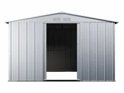 EXPERTLAND Caseta de jardín de 9,92m² de acero galvanizado gris - LINUS Gris claro Discount