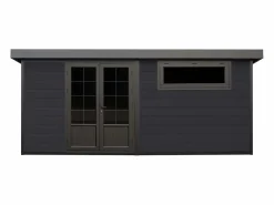 Caseta de jardín de madera compuesta 28 mm antracita o natural oscuro - 17,2 m² - HAZELTON^Vente-unique Best