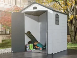 EXPERTLAND Caseta De Jardín|Caseta de jardín de resina gris - superficie 3.65m² - CESIO