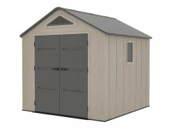 EXPERTLAND Caseta de jardín de resina beige y gris 6,15 m² con suelo - grosor 22 mm - ANTEVA Gris / Beige Discount