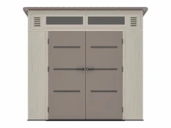 EXPERTLAND Caseta De Jardín|Caseta de jardín de resina con tejado inclinado beige y marrón 6,5 m² con suelo - grosor 22 mm - ANTEVA