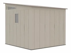 EXPERTLAND Caseta De Jardín|Caseta de jardín de resina con tejado inclinado beige y marrón 6,5 m² con suelo - grosor 22 mm - ANTEVA