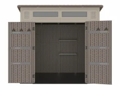 EXPERTLAND Caseta De Jardín|Caseta de jardín de resina con tejado inclinado beige y marrón 6,5 m² con suelo - grosor 22 mm - ANTEVA