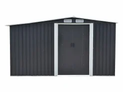EXPERTLAND Caseta de jardín LERY de 10,5 m² de acero galvanizado gris Gris antracita Outlet