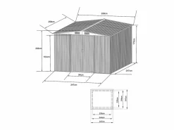 EXPERTLAND Caseta de jardín MANSO de 6,6 m² de acero galvanizado Gris Gris antracita Clearance