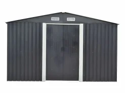 EXPERTLAND Caseta de jardín MANSO de 12,5 m² de acero galvanizado Gris Gris antracita Clearance