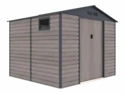 Caseta de jardín metal de acero galvanizado efecto madera gris 7,17 m² ADELMO^EXPERTLAND Sale