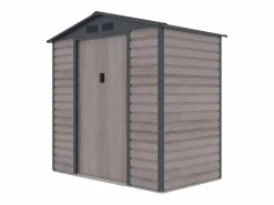 EXPERTLAND Caseta de jardín metal de acero galvanizado efecto madera gris 2,79 m² ADELMO Gris antracita / Color natural oscuro Online