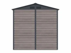 EXPERTLAND Caseta de jardín metal de acero galvanizado efecto madera gris 2,79 m² ADELMO Gris antracita / Color natural oscuro Online