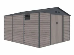 Caseta de jardín metal de acero galvanizado efecto madera gris 13,12 m² ADELMO^EXPERTLAND Best