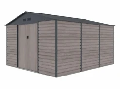 Caseta de jardín metal de acero galvanizado efecto madera gris 13,12 m² ADELMO^EXPERTLAND Best