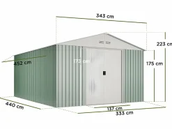 Caseta de jardín metálica Anjala 15,5m2- 10 años garantía - 452 x 343 x 223cm. Cobertizo jardin^Hoggar Best