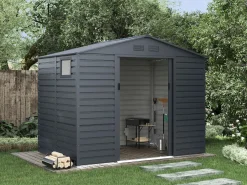 EXPERTLAND Caseta de jardín metálica en acero galvanizado - 5,40m² - ADELMO Gris antracita Clearance