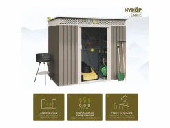 Hoggar Caseta De Jardín|Caseta de jardín metálica Nykop 3,02m2 - 10 años garantía - 142 x 213 x 184 cm. Cobertizo jardin