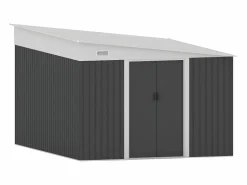 Caseta de jardín metálico adosado de acero galvanizado antracita 9,76 m² - DAXTON^EXPERTLAND New
