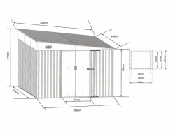 Caseta de jardín metálico adosado de acero galvanizado antracita 9,76 m² - DAXTON^EXPERTLAND New